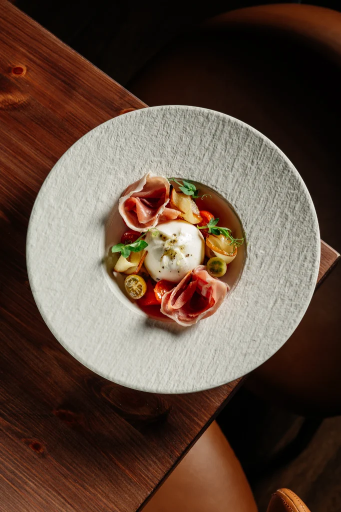 Dish with burrata