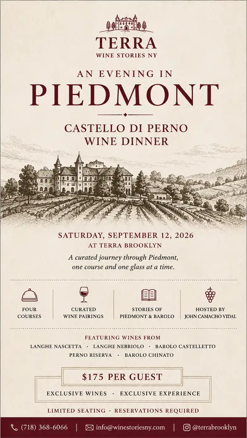 An Evening in Piedmont September 12 at Terra Brooklyn
